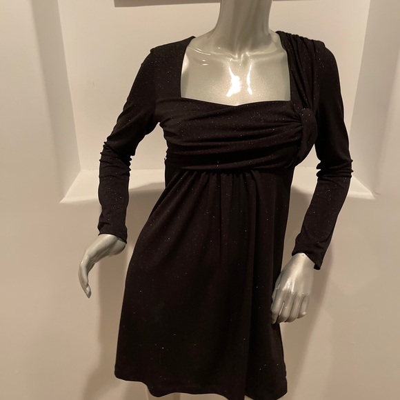 Rinascimento Empire Waist Black Metallic Mini Dress - Picture 10 of 11